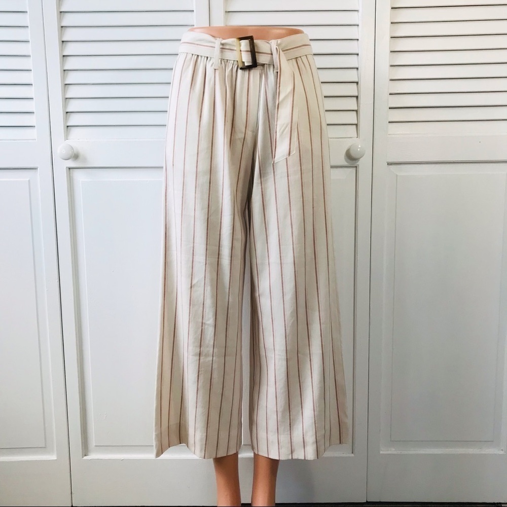 New J. JILL Striped Linen Stretch Crop Pant Size XS